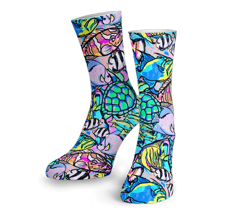 SpacefishArmyNeonFishFrenzyEcoDiveSocks